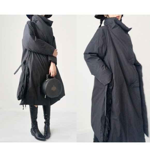 Ann Demeulemeester black deconstructed puffy duvet oversize coat maxi UNISEX - Picture 3 of 10